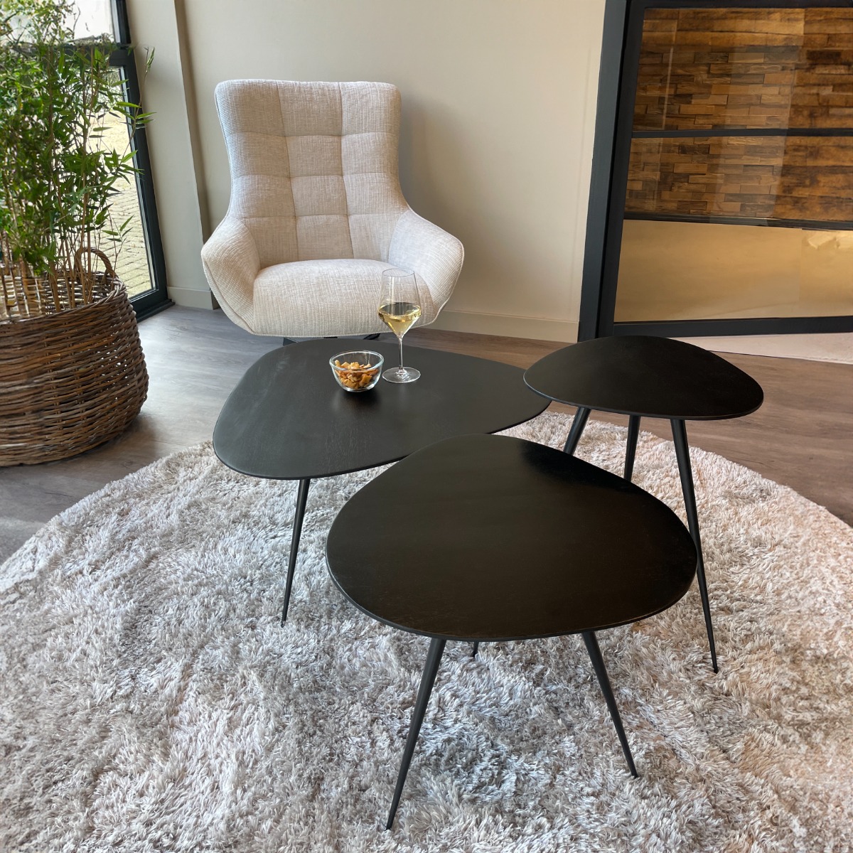 Livingfurn salontafel Brix Loua Black set of 3