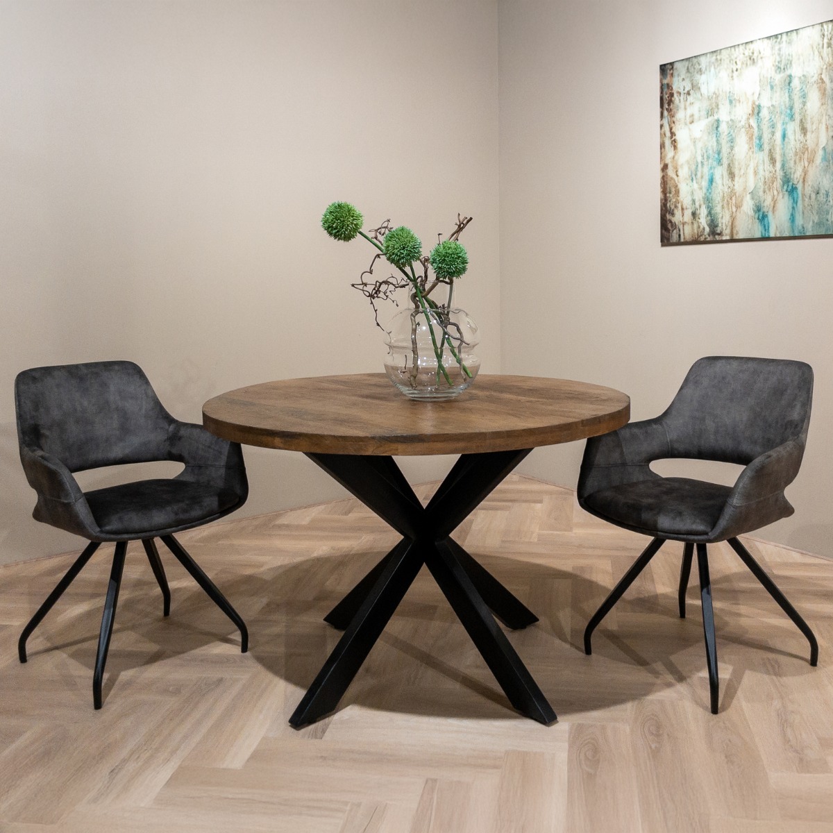 Livingfurn eettafel Rocky Round Spider 120cm