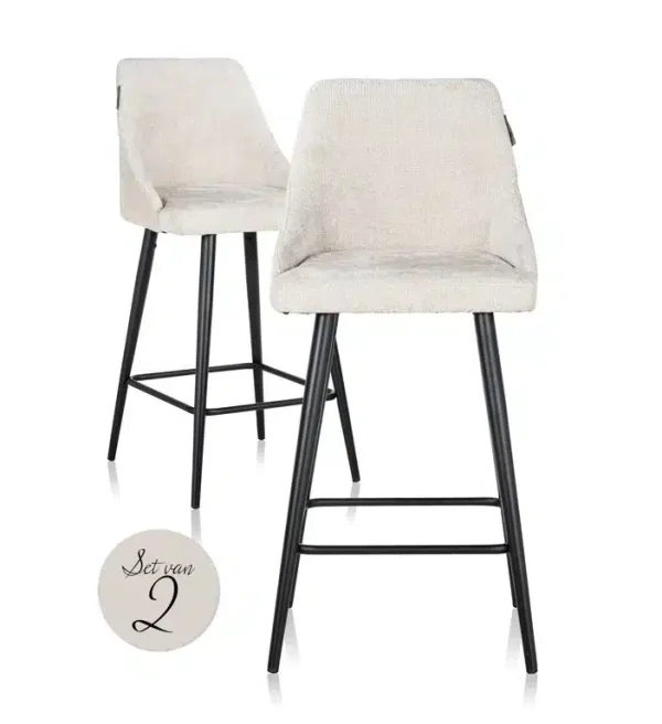 Richmond Interiors barstoel Brooke laag creme (set van 2)
