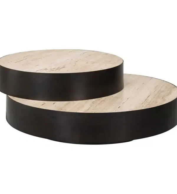 Richmond Interiors salontafel Avalon 2-laags 100x100x35 cm travertin