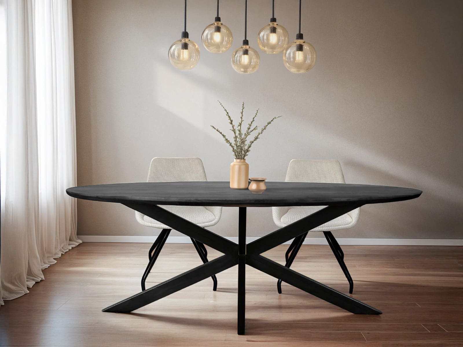 Livingfurn eettafel Jesper Oval Black 240 cm
