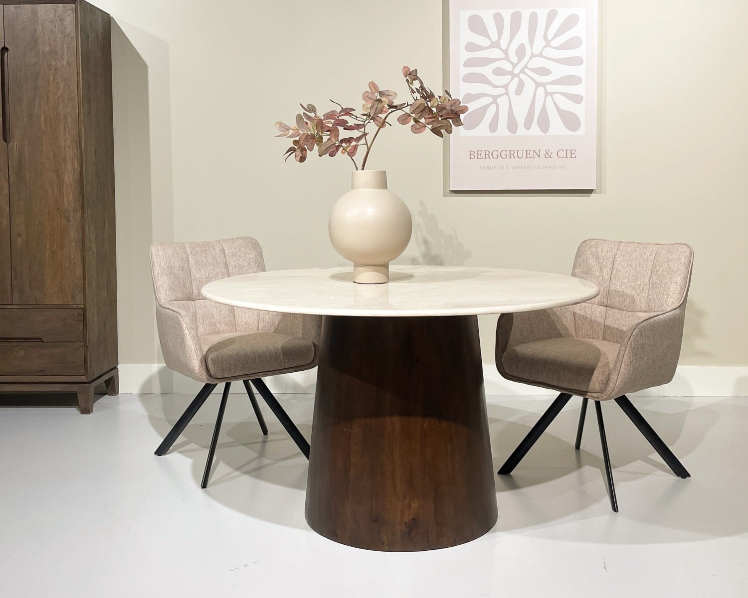 Livingfurn eettafel Brix Bottecino Rond 130cm