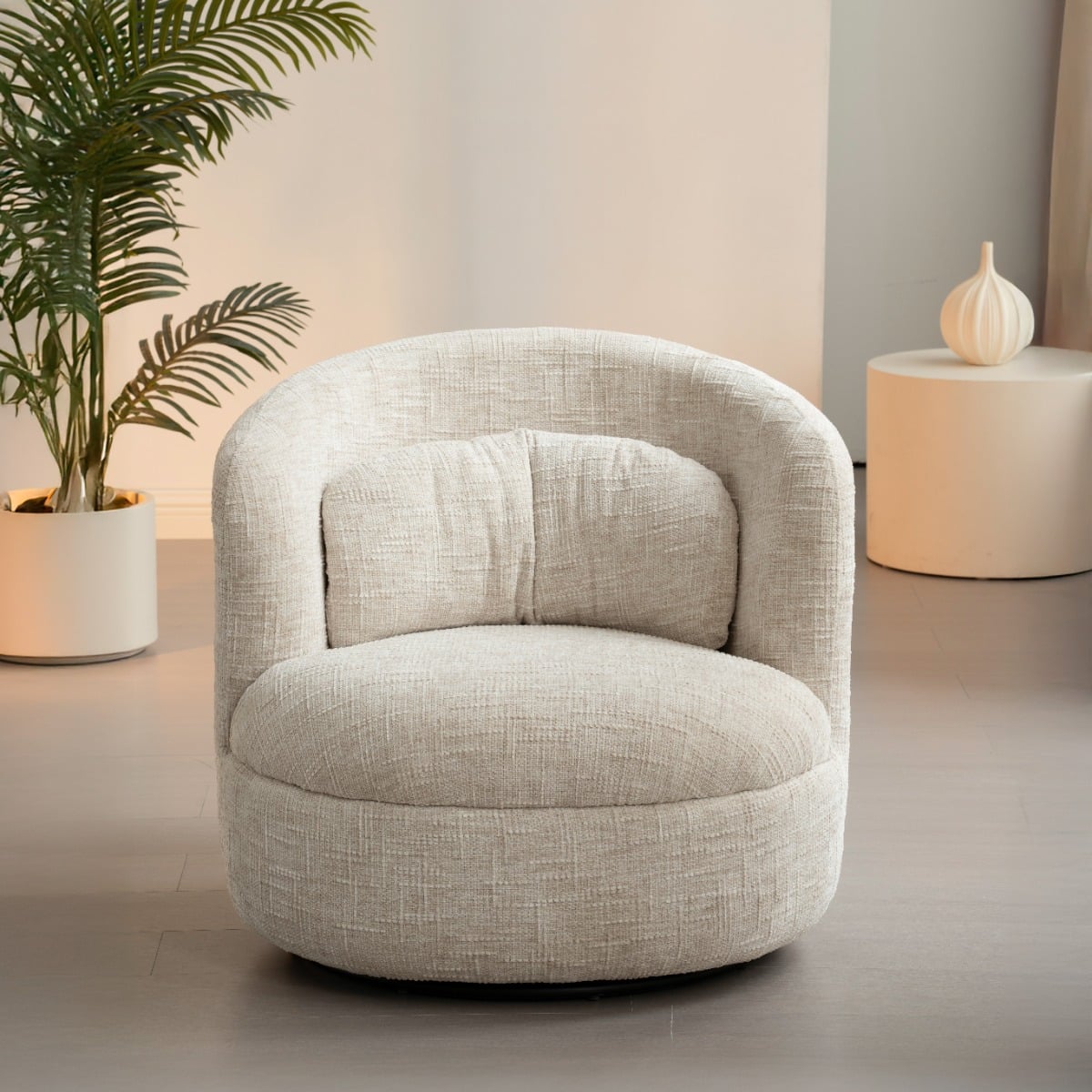 Livingfurn fauteuil Britt draaibaar met arm Cream