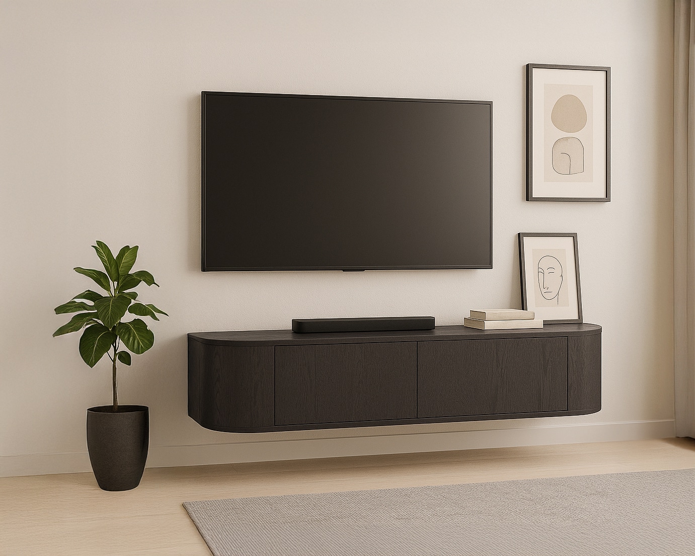 Livingfurn tv meubel Novero Espresso Zwevend 140cm