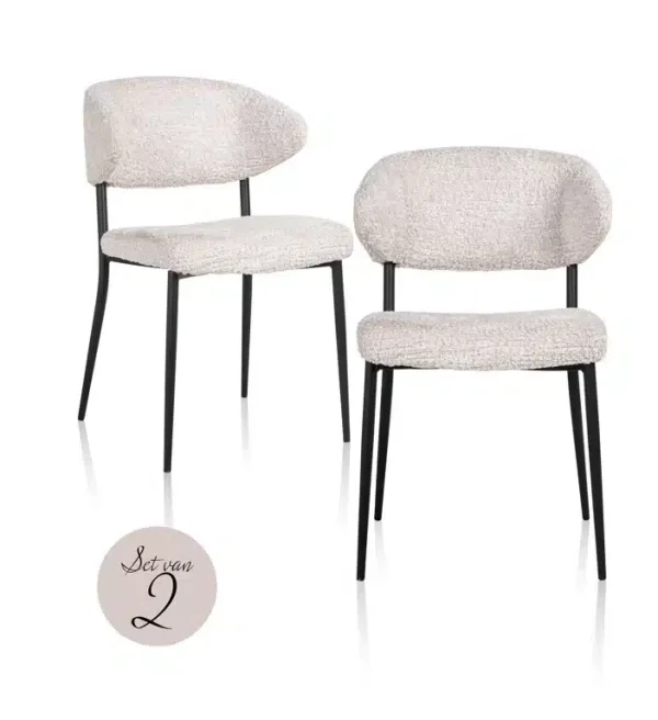 Richmond Interiors eetkamerstoel Bea creme (set van 2)