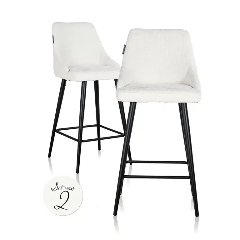 OPRUIMING Richmond Interiors barstoelen Brooke laag set van 2 wit White unicorn