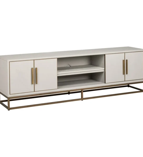 Richmond Interiors tv meubel Whitebone brass 200x44,5x61 cm eiken