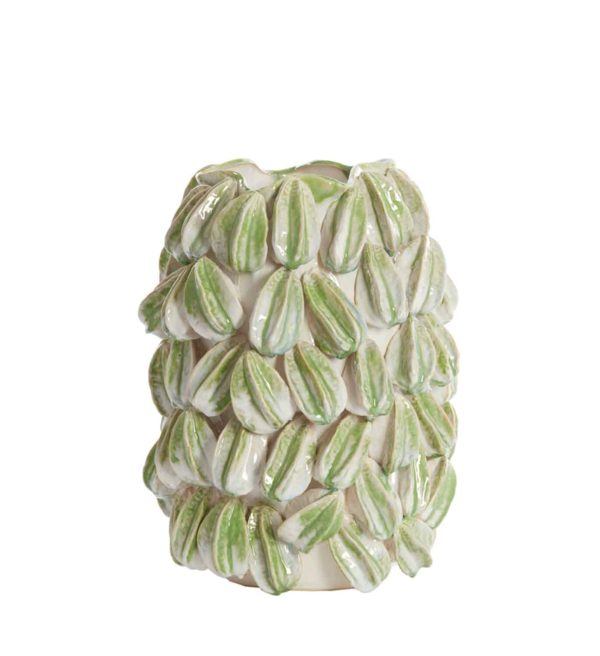 Light & Living vaas 33x35x47 cm Carambola creme/groen