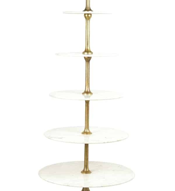 Light & Living etagere 5 laags Ø79x175 cm Vermentino marmer wit