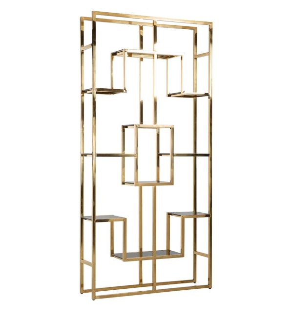 Richmond Interiors wandkast Magnus 108x30x230 cm metaal glimmend goud