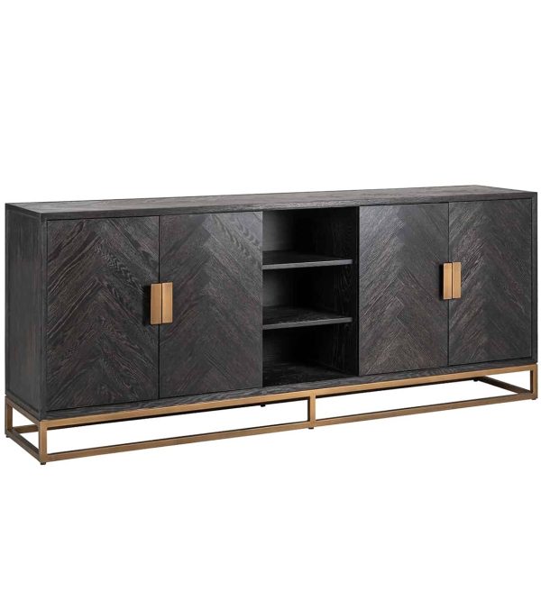 Richmond Interiors dressoir Blackbone Brass 225x45x91 cm eiken