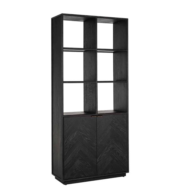Richmond Interiors boekenkast Blackbone brass 100x40x220 cm eiken