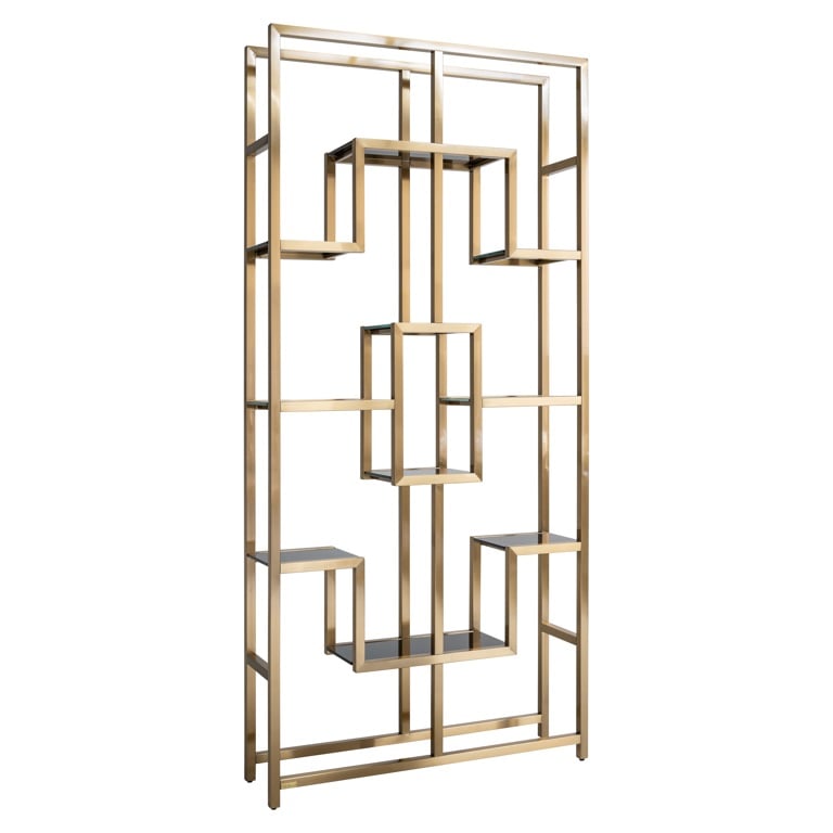 Richmond Interiors wandkast Magnus 108x30x230 cm metaal geborsteld goud