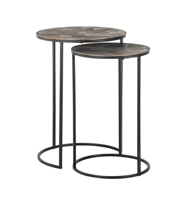 Richmond Interiors bijzettafel Tulum set van 2 aluminium