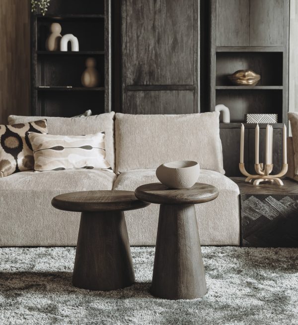 Tower Living bijzettafel Asti 60x60x45 cm rond mangohout olijfbruin