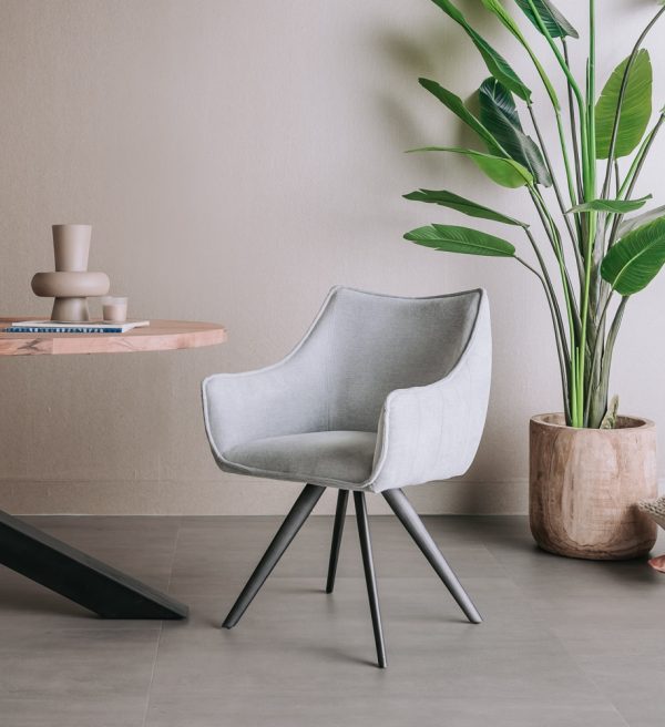 Tower Living eetkamerstoel Riviera draaibaar met arm lichtgrijs