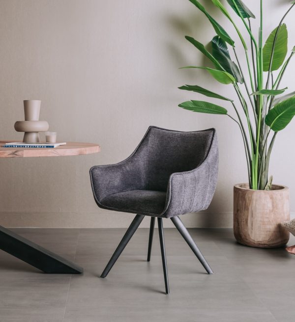 Tower Living eetkamerstoel Riviera draaibaar met arm donkergrijs