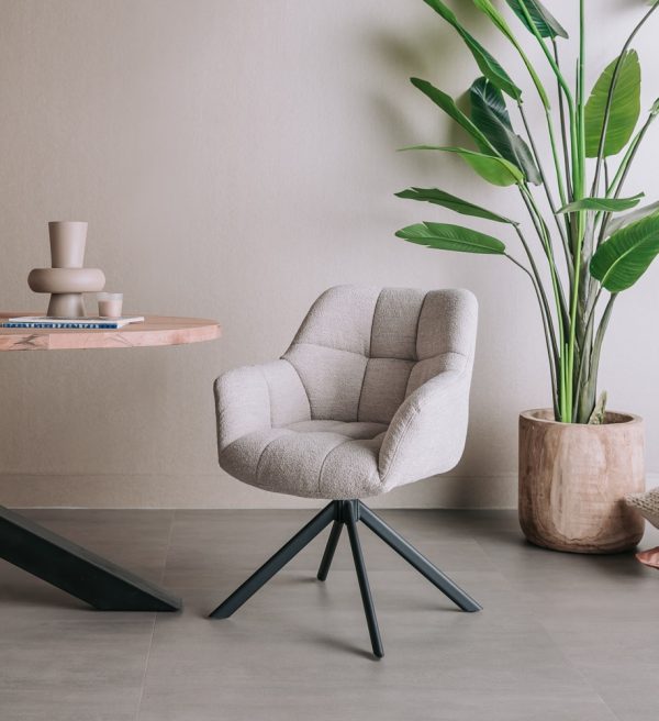 Tower Living eetkamerstoel Alba draaibaar met arm naturel