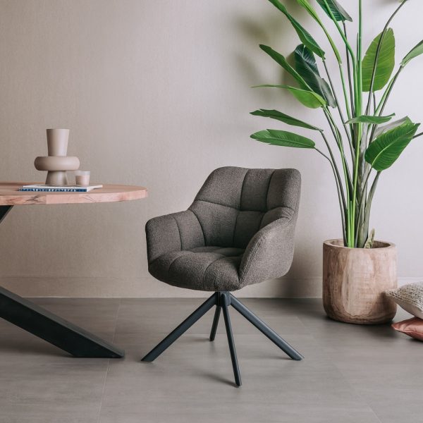 Tower Living eetkamerstoel Alba draaibaar met arm bruin