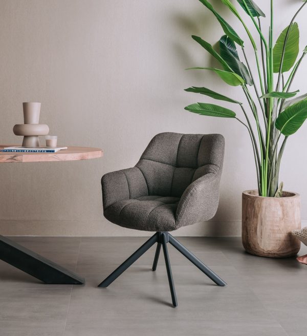 Tower Living eetkamerstoel Alba draaibaar met arm bruin