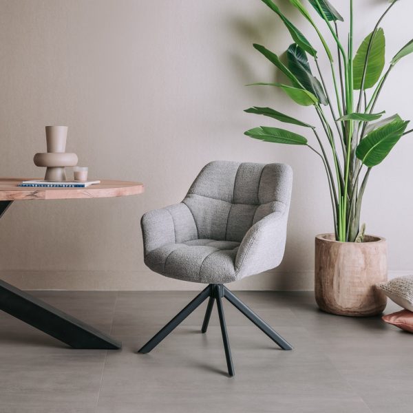 Tower Living eetkamerstoel Alba draaibaar met arm grijs