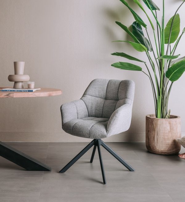 Tower Living eetkamerstoel Alba draaibaar met arm grijs