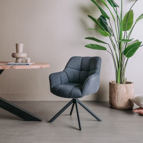 Tower Living eetkamerstoel Alba draaibaar met arm antraciet