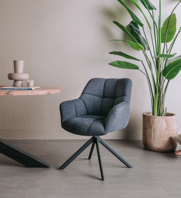 Tower Living eetkamerstoel Alba draaibaar met arm antraciet