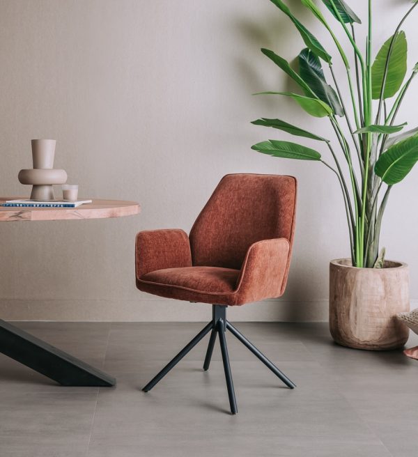Tower Living eetkamerstoel Amaro draaibaar met arm koper