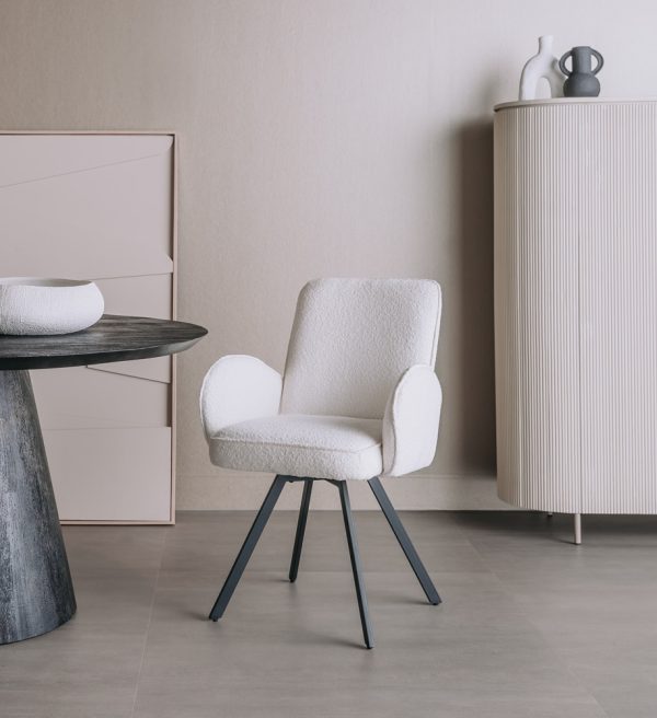 Tower Living eetkamerstoel Livo draaibaar met arm stof wit