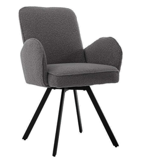 Tower Living eetkamerstoel Livo draaibaar met arm stof antraciet