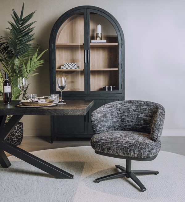 Tower Living eetkamerstoel Perca draaibaar met arm blauw-grijs