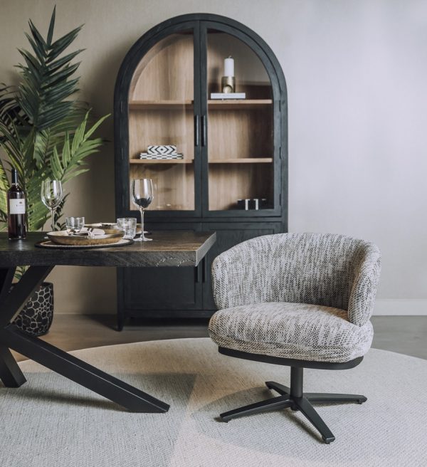 Tower Living eetkamerstoel Perca draaibaar met arm wit-grijs