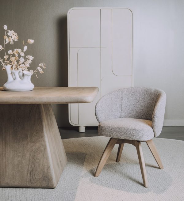 Tower Living eetkamerstoel Brescia draaibaar met arm lichtgrijs