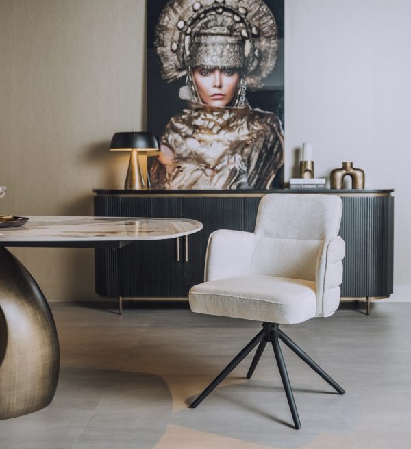 Tower Living eetkamerstoel Rumo draaibaar met arm wit