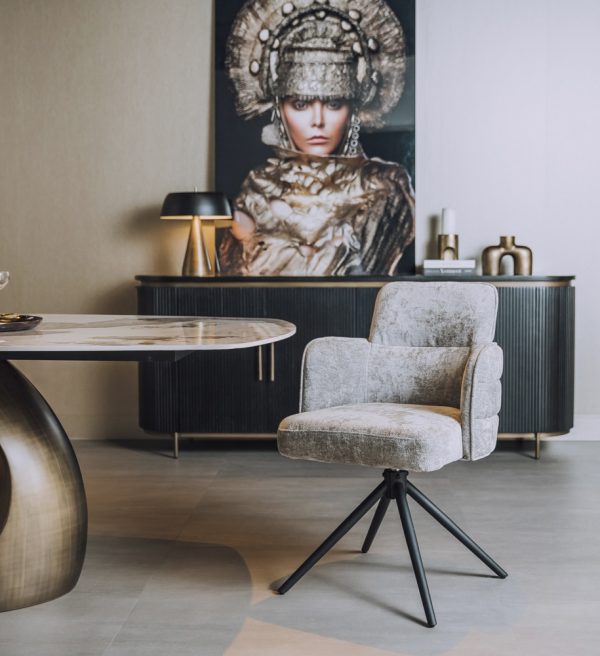 Tower Living eetkamerstoel Rumo draaibaar met arm lichtgrijs