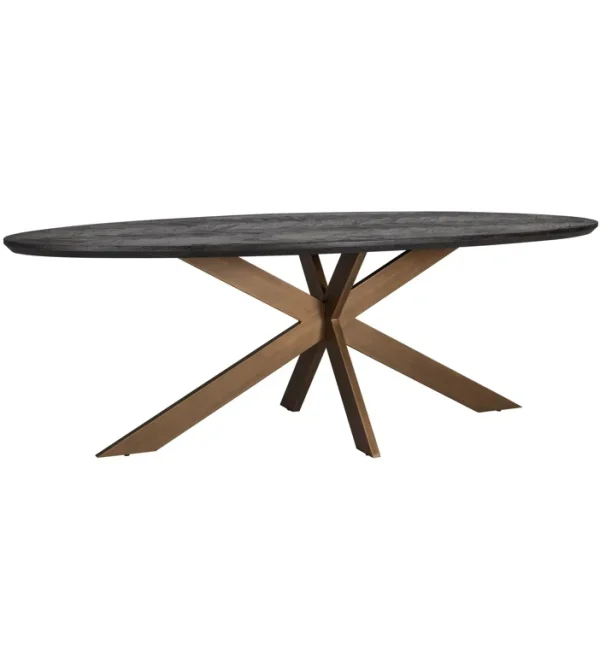 Richmond Interiors eettafel Blackbone Brass ovaal 260 eiken