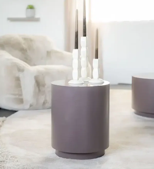 By-Boo bijzettafel Mesita 37x37x45 cm metaal donker taupe