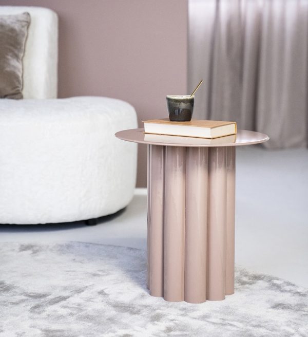 By-Boo bijzettafel Olympa 43x43x45,6 cm metaal oud roze