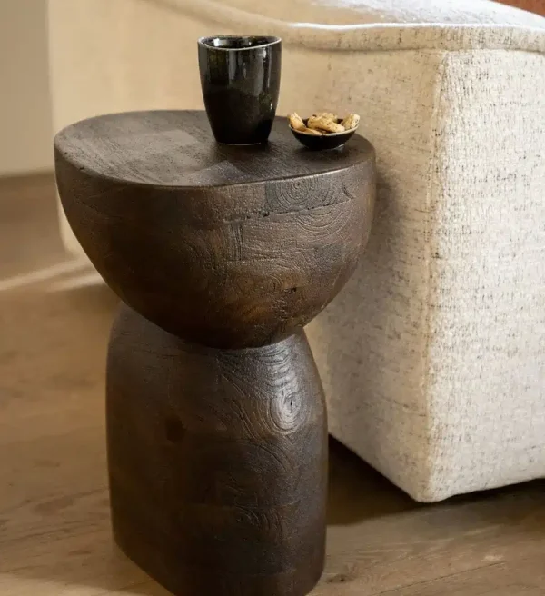 By-Boo bijzettafel Cobble 37x30x46 cm bruin mangohout