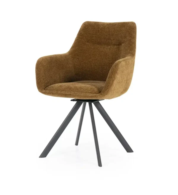 By-Boo eetkamerstoel Bliss met arm mustard (set van 2)