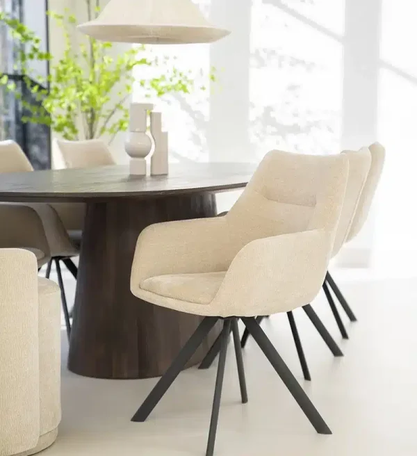 By-Boo eetkamerstoel Bliss met arm taupe (set van 2)