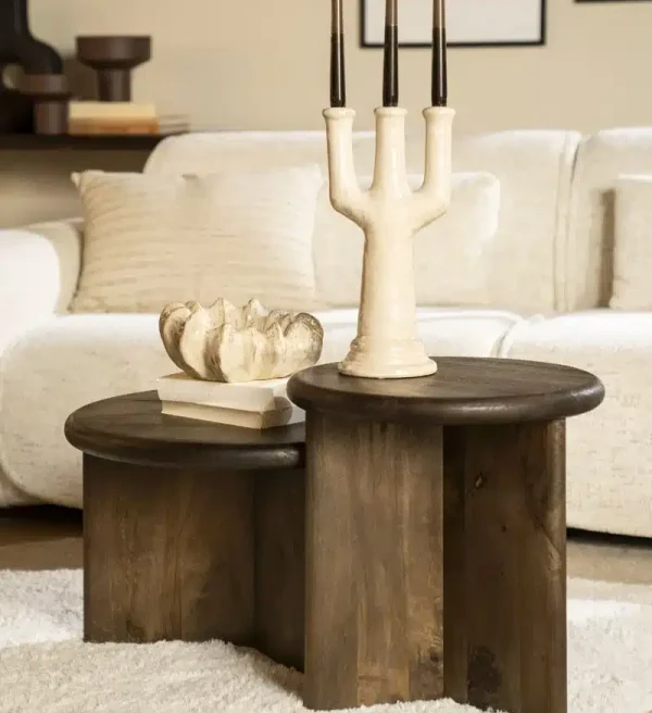 By-Boo salontafel Leoti 60x60x36 cm medium bruin mangohout