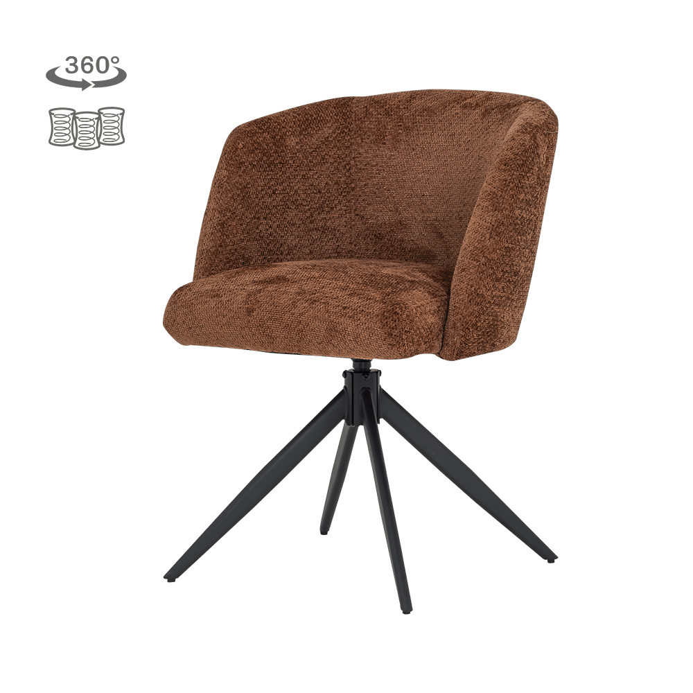 Tower Living eetkamerstoel Cuvio draaibaar met arm koper