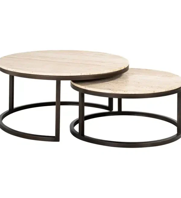 Richmond Interiors salontafel Avalon set van 2 travertin