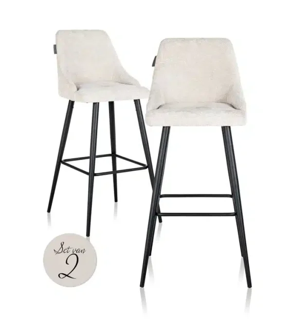 Richmond Interiors barstoel Brooke hoog creme (set van 2)