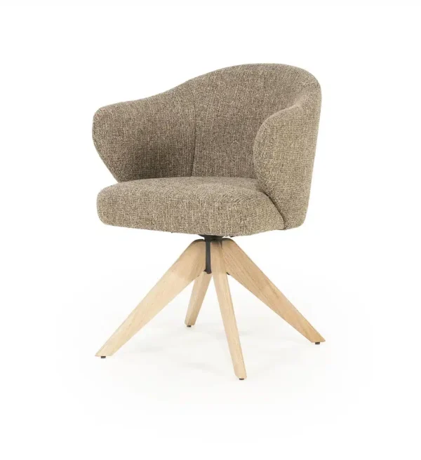 Eleonora Eetkamerstoel Connor draaibaar met arm bruin onderstel eiken