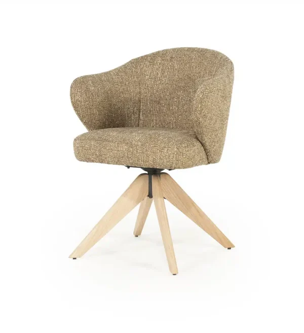 Eleonora Eetkamerstoel Connor draaibaar met arm mosterd onderstel eiken