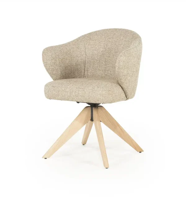 Eleonora Eetkamerstoel Connor draaibaar met arm taupe onderstel eiken