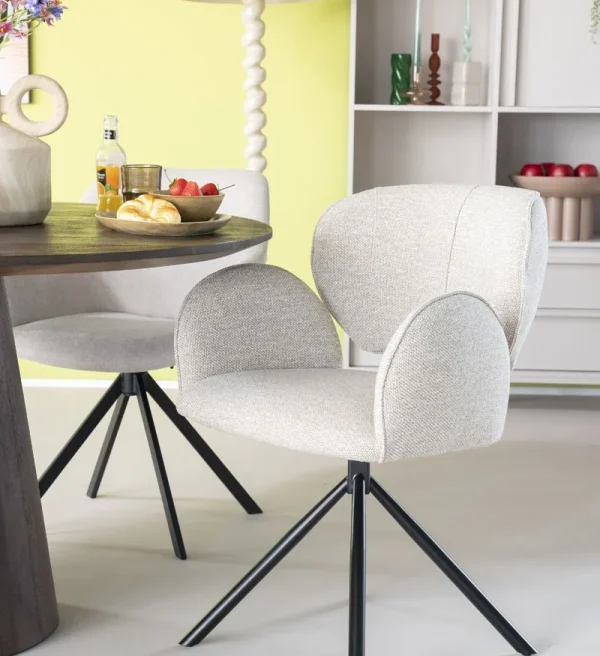 Eleonora Eetkamerstoel Rosalin draaibaar met arm beige